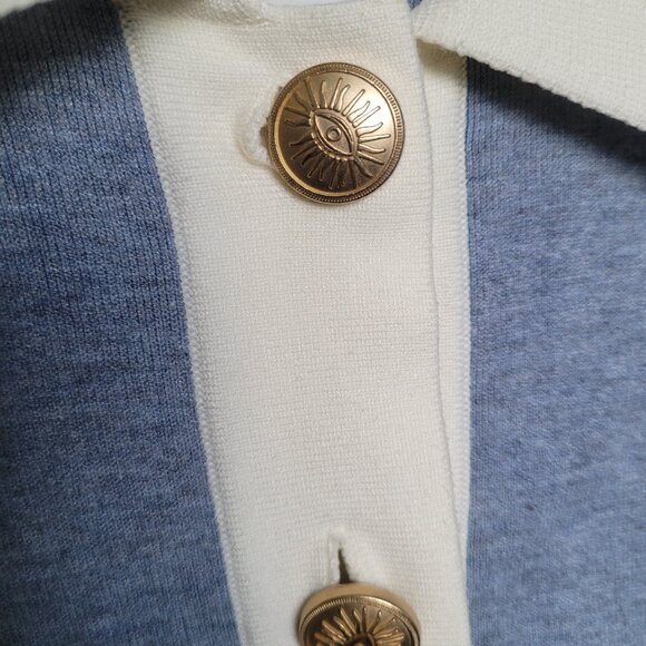 Sandro Polo Collar Knit Top Long Sleeve Contrasting Short Cardigan Top Size 1 - Picture 7 of 11